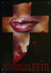 8s770 VERDI RIGOLETTO Polish 27x39 '90s cool Andrzej Bator art of women's lips!