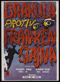 8s282 ASSIGNMENT TERROR Yugoslavian '69 Dracula & Frankenstein, bloody title art!
