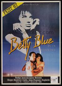 8s283 BETTY BLUE Yugoslavian '87 Jean-Jacques Beineix, close up of pensive Beatrice Dalle in sky!