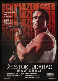 8s330 RAW DEAL Yugoslavian '86 tough guy Arnold Schwarzenegger w/gun!