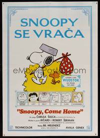 8s331 SNOOPY COME HOME Yugoslavian '72 Peanuts, Charlie Brown, Schulz art of Snoopy & Woodstock!