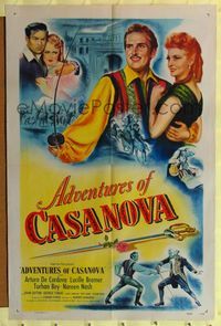 8t021 ADVENTURES OF CASANOVA 1sh '48 Arturo De Cordova, pretty Lucille Bremer!