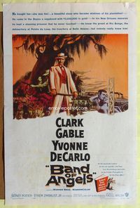 8t063 BAND OF ANGELS 1sh '57 Clark Gable buys beautiful slave mistress Yvonne De Carlo!