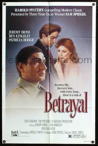 8t084 BETRAYAL 1sh '83 Jeremy Irons, Ben Kingsley, Harold Pinter adultery melodrama!