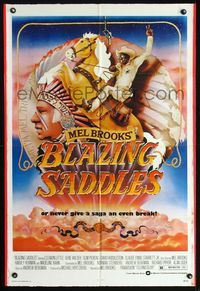 8t101 BLAZING SADDLES 1sh '74 classic Mel Brooks western, art of Cleavon Little by John Alvin!