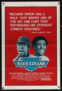8t105 BLUE COLLAR 1sh '78 great image of smiling Richard Pryor, Harvey Keitel!