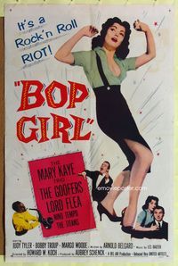 8t116 BOP GIRL GOES CALYPSO 1sh '57 art of sexy Judy Tyler, a rock & roll riot!