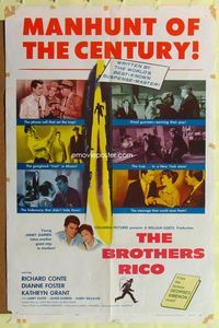 8t131 BROTHERS RICO 1sh '57 the terrifying story of 3 manhunted brothers & their women!