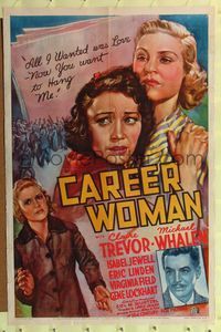 8t151 CAREER WOMAN 1sh '36 great artwork of Claire Trevor, Michael Whalen, Isabel Jewell!