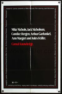 8t154 CARNAL KNOWLEDGE 1sh '71 Jack Nicholson, Candice Bergen, Art Garfunkel, Ann-Margret!