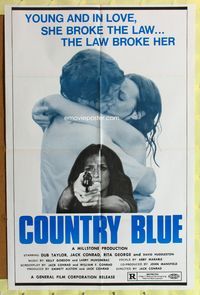 8t196 COUNTRY BLUE 1sh '73 Dub Taylor, Jack Conrad, she broke the law, the law broke her!