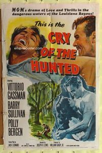 8t206 CRY OF THE HUNTED 1sh '53 Polly Bergen, Barry Sullivan, Vittorio Gassman!