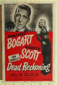 8t228 DEAD RECKONING 1sh R55 cool art of smoking Humphrey Bogart, full-length Lizabeth Scott!