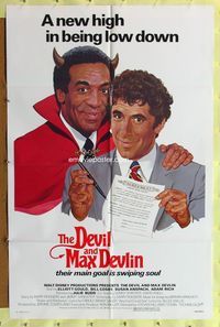 8t244 DEVIL & MAX DEVLIN 1sh '81 Disney, art of Elliott Gould & Devil Bill Cosby by Sizemore!