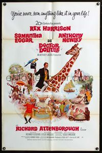 8t257 DOCTOR DOLITTLE 1sh '67 Rex Harrison, Samantha Eggar, Richard Fleischer