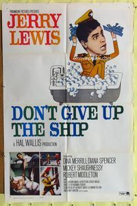 8t265 DON'T GIVE UP THE SHIP 1sh R63 wacky image of Jerry Lewis playing with ships in a bathtub!