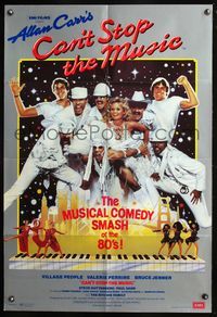 8t148 CAN'T STOP THE MUSIC English 1sh '80 great group photo of The Village People & cast!