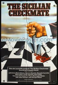 8t786 SICILIAN CHECKMATE English 1sh '72 Florestano Vancini, art of chessboard being stabbed!