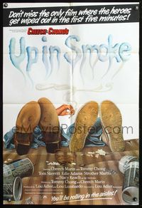8t936 UP IN SMOKE English 1sh '78 Cheech & Chong marijuana drug classic, different Scakisbrick art