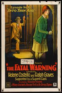 8t300 FATAL WARNING Chap6 1sh '29 serial, stone litho of Graves & Helene Costello, Into Thin Air!