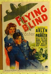 8t310 FLYING BLIND style A 1sh '41 cool art of Richard Arlen & Jean Parker!