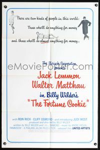 8t318 FORTUNE COOKIE 1sh '66 wacky art of Jack Lemmon & Walter Matthau, Billy Wilder