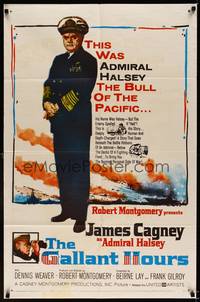 8t337 GALLANT HOURS 1sh '60 art of James Cagney as Admiral Bull Halsey, holding binoculars!
