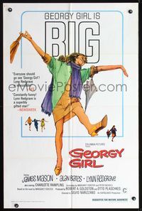 8t345 GEORGY GIRL 1sh '66 Lynn Redgrave, James Mason, Alan Bates, Charlotte Rampling!