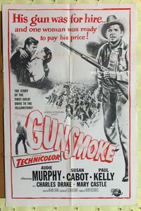 8t391 GUNSMOKE military 1sh '53 Audie Murphy's gun was for hire & Susan Cabot was buying!