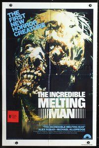 8t448 INCREDIBLE MELTING MAN int'l 1sh '77 AIP, gruesome image of the first new horror creature!