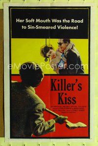8t484 KILLER'S KISS 1sh '55 early Stanley Kubrick noir set in New York's Clip Joint Jungle!