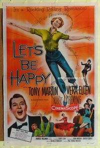 8t505 LET'S BE HAPPY 1sh '57 Vera-Ellen & Tony Martin in a rocking and rolling romance!