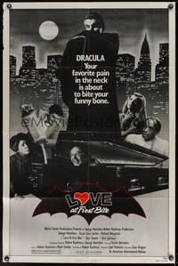 8t533 LOVE AT FIRST BITE 1sh '79 AIP, wacky vampire image of George Hamilton as Dracula!