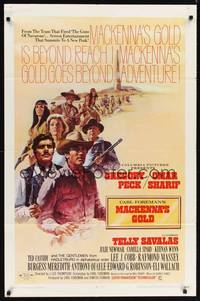 8t541 MacKENNA'S GOLD 1sh '69 art of Gregory Peck, Sharif, Savalas & Julie Newmar by Terpning!
