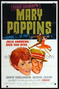8t571 MARY POPPINS style A 1sh R73 Julie Andrews, Dick Van Dyke, Walt Disney musical classic!