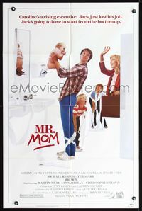 8t609 MR. MOM 1sh '83 wacky image of stay-at-home father Michael Keaton with his kids!