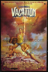 8t620 NATIONAL LAMPOON'S VACATION 1sh '83 sexy exaggerated art of Chevy Chase by Boris Vallejo!