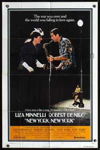8t626 NEW YORK NEW YORK style B 1sh '77 Robert De Niro plays sax while Liza Minnelli sings!