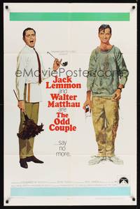 8t641 ODD COUPLE 1sh '68 art of best friends Walter Matthau & Jack Lemmon by Robert McGinnis!