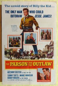 8t675 PARSON & THE OUTLAW 1sh '57 Anthony Dexter stars in the untold story of Billy the Kid!