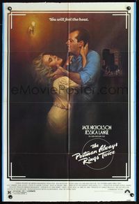 8t699 POSTMAN ALWAYS RINGS TWICE 1sh '81 art of Jack Nicholson & Jessica Lange by Renato Casaro!
