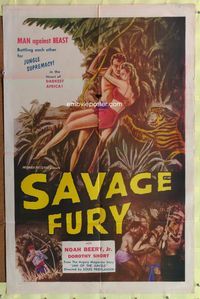 8t146 CALL OF THE SAVAGE 1sh R56 Savage Fury, Noah Beery Jr., Dorothy Short!