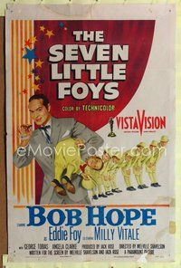8t776 SEVEN LITTLE FOYS 1sh '55 Bob Hope performing on stage with his seven kids in wacky outfits!