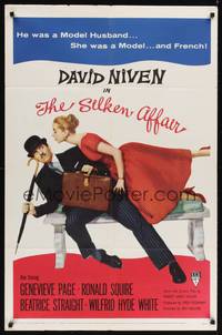 8t790 SILKEN AFFAIR 1sh '56 David Niven is a model husband, sexy Genevieve Page is a French model!