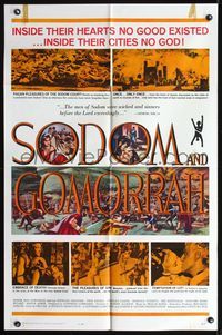 8t803 SODOM & GOMORRAH 1sh '63 Robert Aldrich, Pier Angeli, wild art of sinful cities!