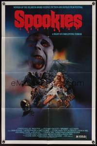 8t812 SPOOKIES 1sh '87 great horror art of zombies attacking sexy girl by Richard Corben!