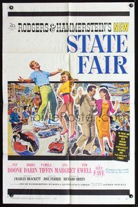 8t816 STATE FAIR 1sh '62 Alice Faye, Pat Boone, Rodgers & Hammerstein musical!