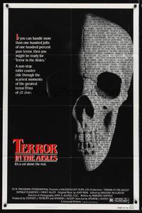 8t857 TERROR IN THE AISLES 1sh '84 cool close up skull image, a roller coaster of scary moments!