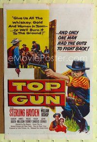 8t891 TOP GUN 1sh '55 only Sterling Hayden had the guts to fight back!