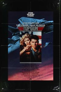 8t892 TOP GUN 1sh '86 great image of Tom Cruise & Kelly McGillis, Navy fighter jets!